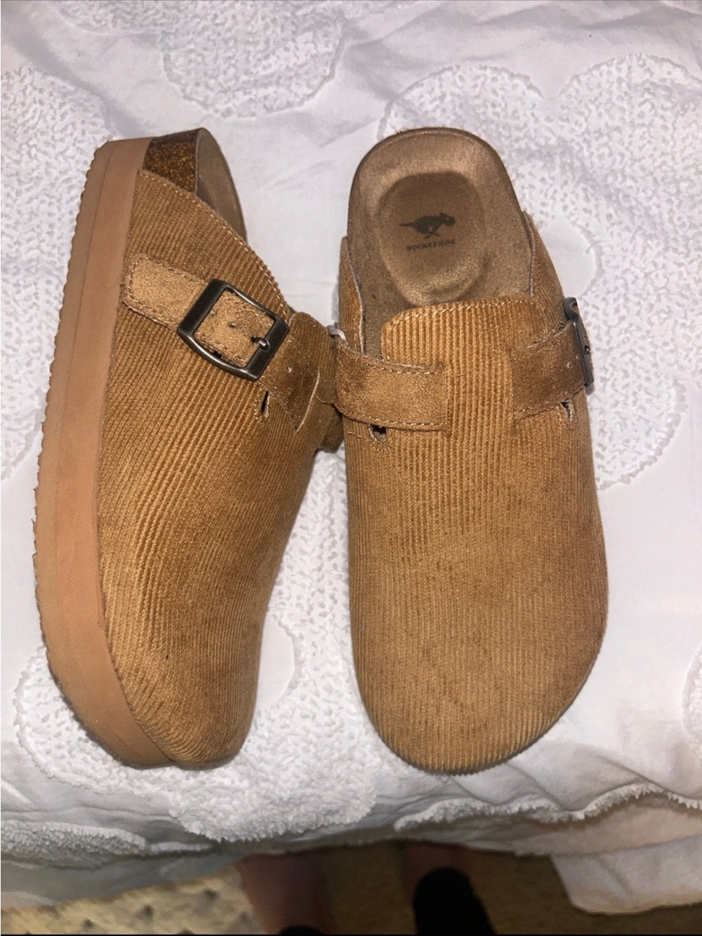 Rocket Dog Tan Corduroy Mule Clogs with Buckle
